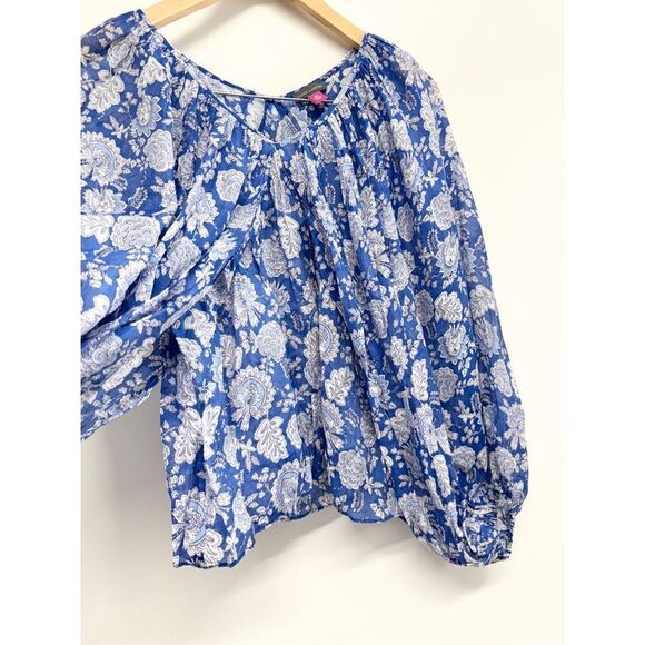 Vince Camuto Blouse Size XXS Ballon Sleeve Floral Pullover Peplum NEW - Picture 5 of 10